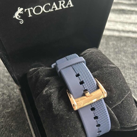 NWOT Tocara Jacob Rose-Gold & Navy Chronograph Watch with Case — Men / Unisex - Picture 5 of 6